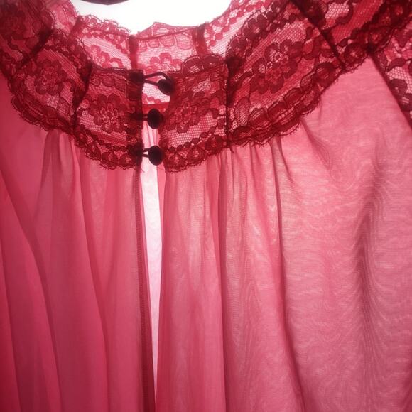 Vanity Fair Vintage Lace Puff Sleeve Robe Peignoir - Picture 5 of 7